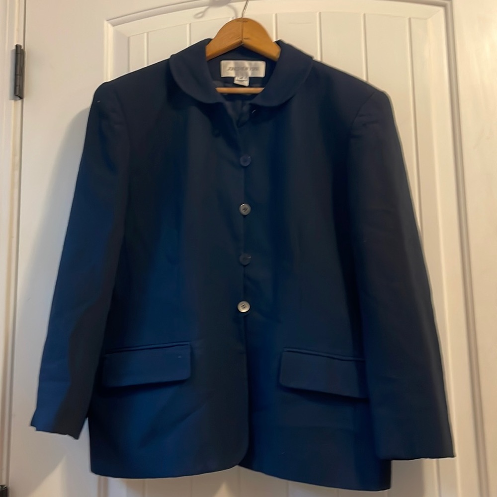 Classic Navy Women's Jacket with Rounded Collar